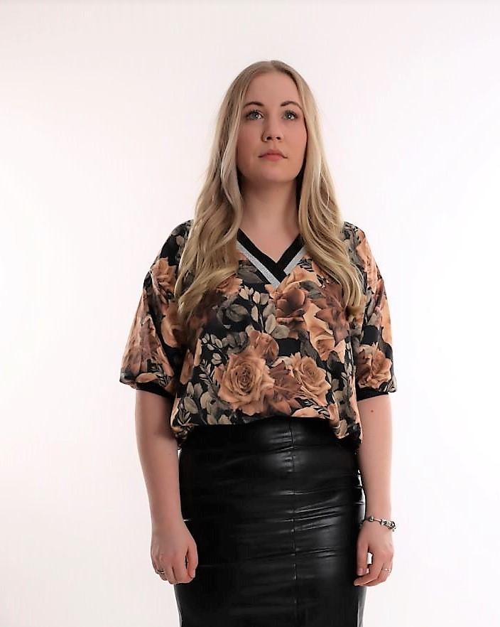 Rose Prints Blouse , blouse, top rose pattern