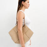 Braided Shopper Handbag Beige, Handbag beige woman