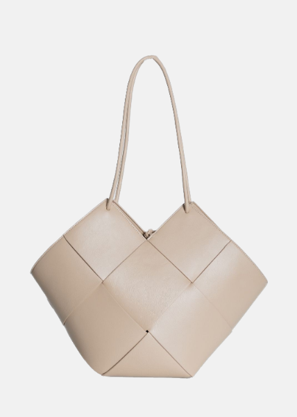 Braided Shopper Handbag Beige, Handbag beige woman