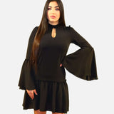 Short Gathers Dress , Little Black Dress, flare dress, flare black dress, dress woman,