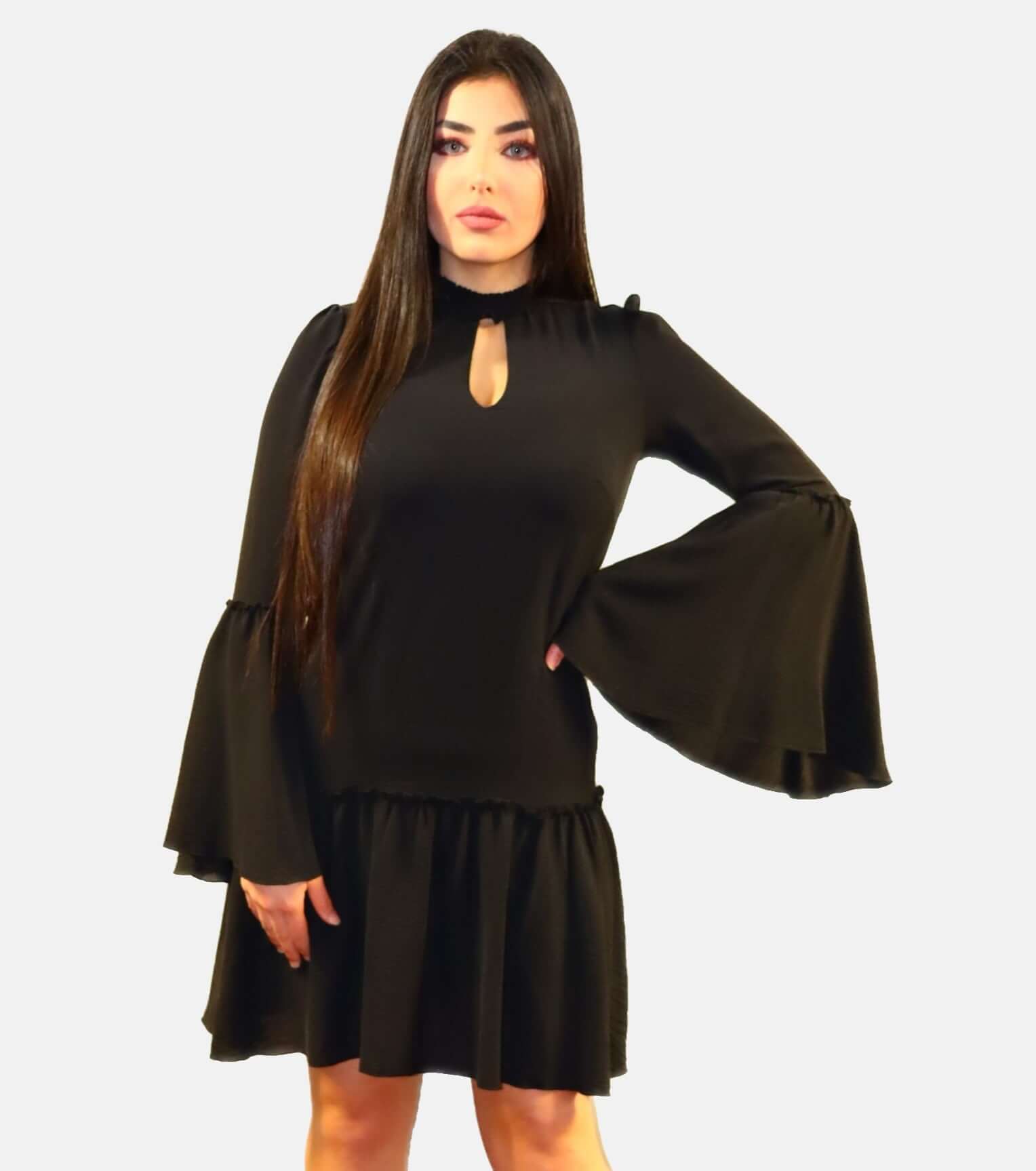 Short Gathers Dress , Little Black Dress, flare dress, flare black dress, dress woman,