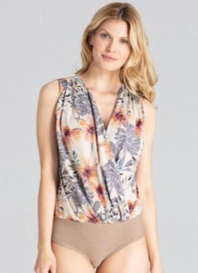 Sleeveless Floral Bodysuit brown