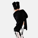 Slit Sides Sweater , Black pullover with slits