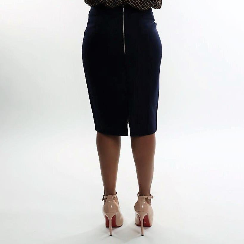 Straight Skirt with Zip JASPER, Navy Skirt
