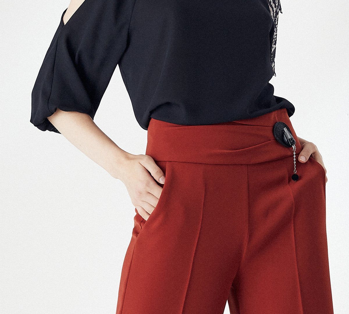 straight flowing trousers darkred, trousers women , wide leg trousers