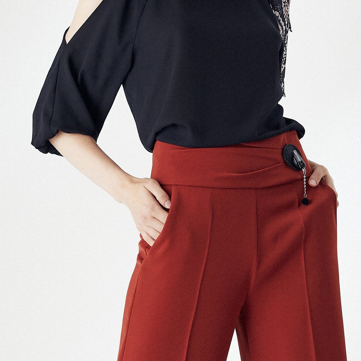 straight flowing trousers darkred, trousers women , wide leg trousers