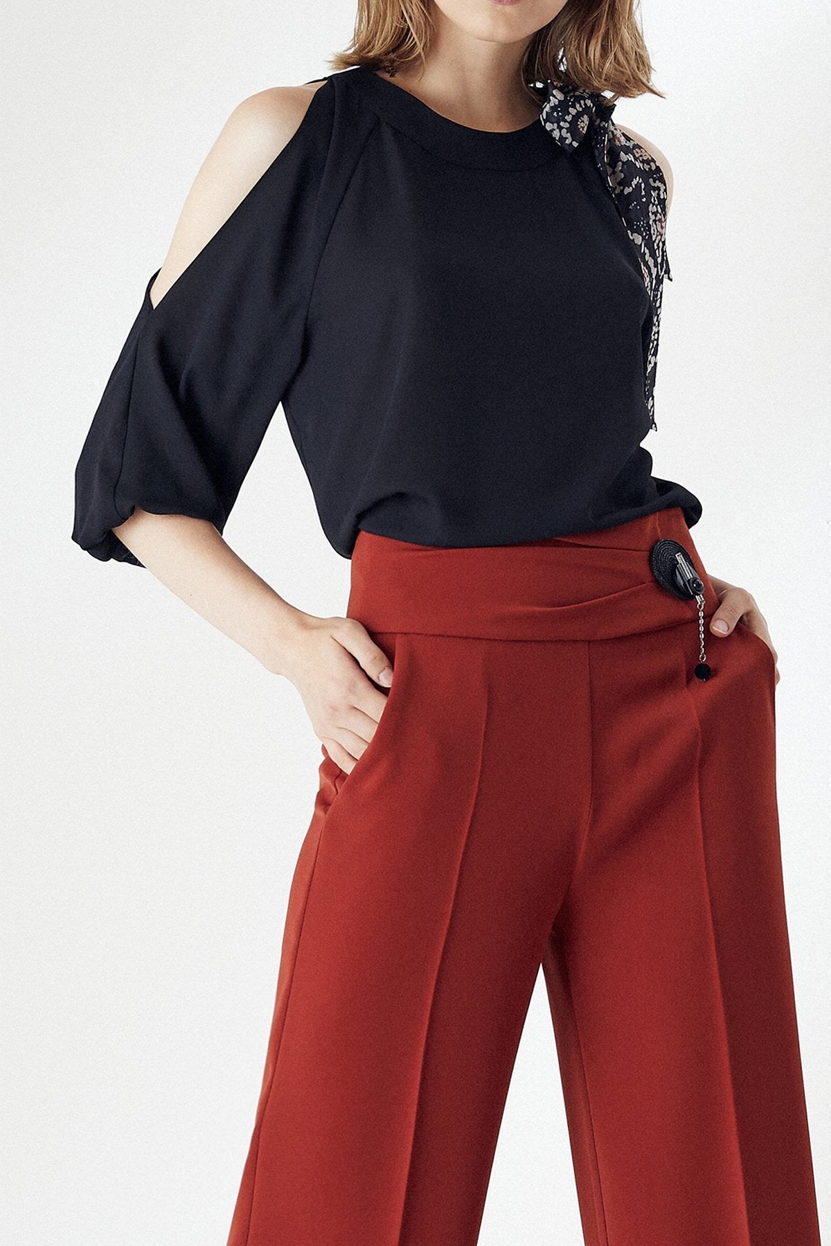 straight flowing trousers darkred, trousers women , wide leg trousers
