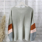 Stripe V-Neck Pullover , Stripes Pullover, balloonsleeve sweater,gray pullover, v-neck pullover