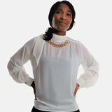 Twill Bow Blouse