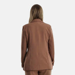 Woman Blazer Brown, One button blazer, Blazer with polks dots inner lining brown, Blazer