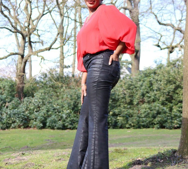 Zebra flare leather Pants JASPER