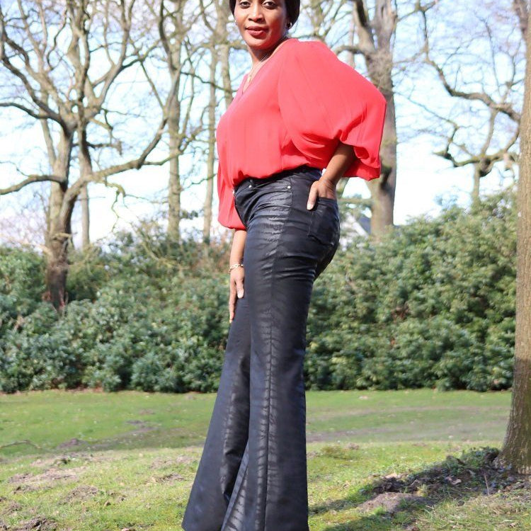 Zebra flare leather Pants JASPER