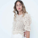 crotchet top beige