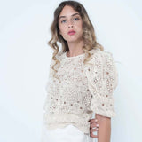 crotchet top beige