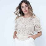 crotchet top beige