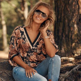Rose Prints Blouse , blouse, top rose pattern