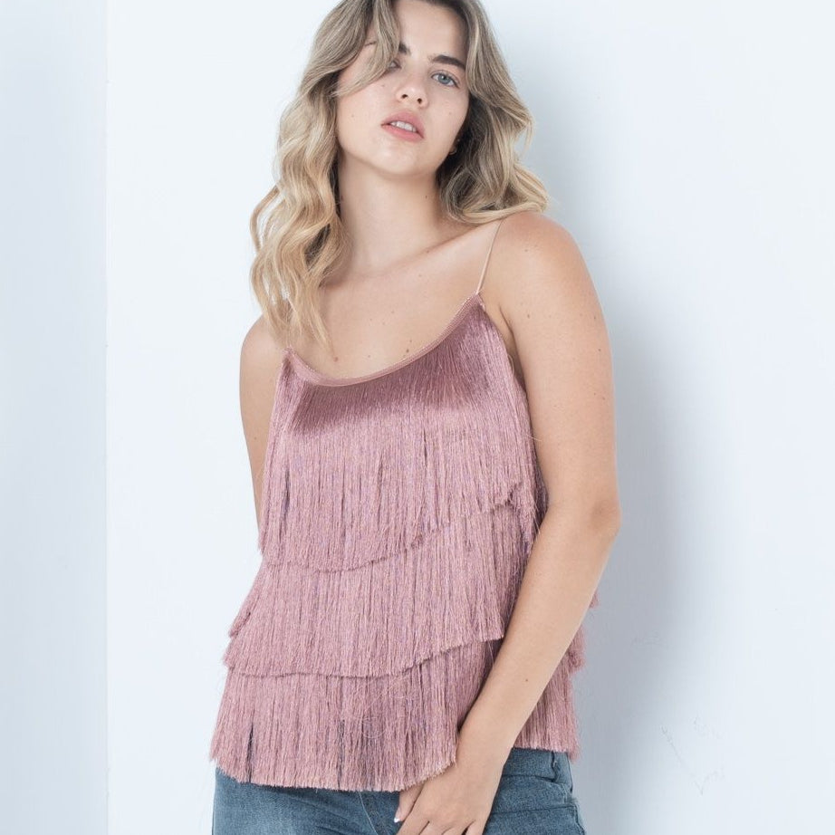 fringe pink top straps