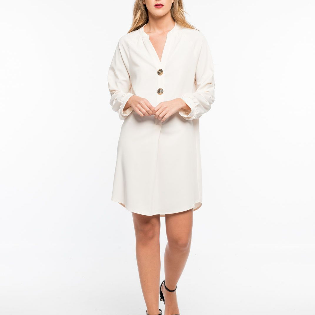 Shirt Dress, A-line Shirt Dress Beige and Khaki by JASPER Mode