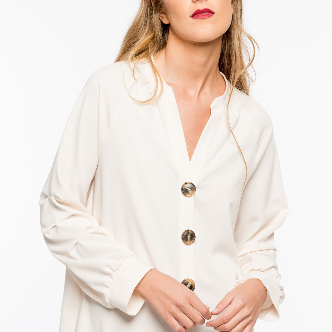 Shirt Dress, A-line Shirt Dress Beige and Khaki by JASPER Mode